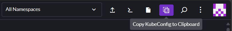 "Copy KubeConfig to Clipboard" icon